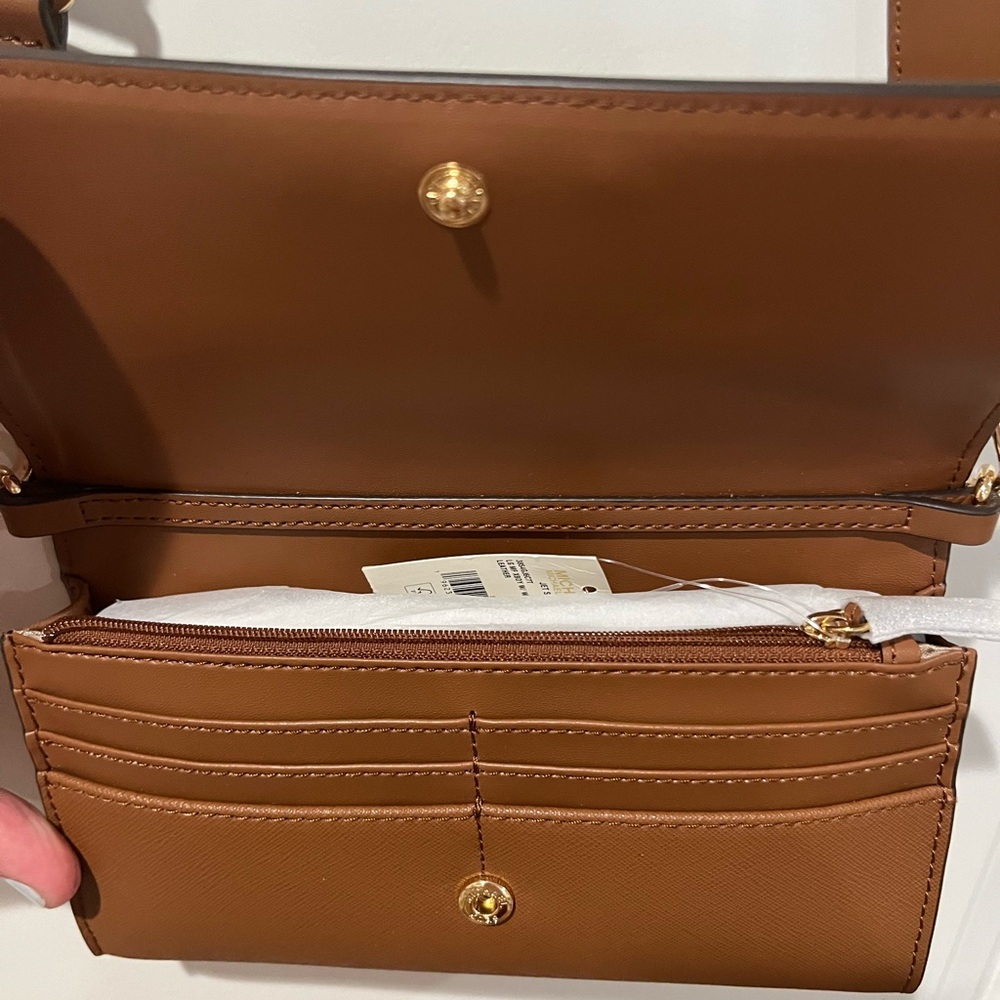 MICHAEL KORS Tan Leather Crossbody with White Adjustable Strap - Picture 3 of 5